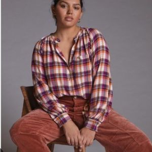 Anthropologie Pilcro Breezy Buttondown Flannel Anthro Size medium fall autumn